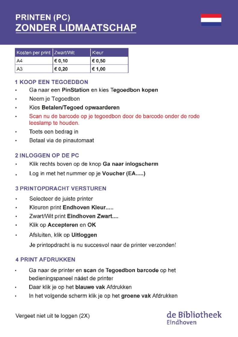 Printen vanaf computer, zonder lidmaatschap